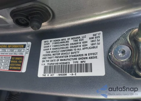 2017 Honda Cr-V Ex-L/Ex-L Navi from USA, damaged, VIN 7FARW1H81HE004873